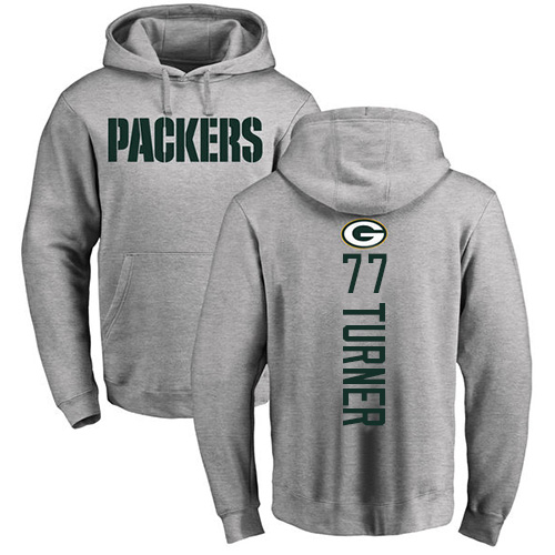 Men Green Bay Packers Ash 77 Turner Billy Backer Nike NFL Pullover Hoodie Sweatshirts
